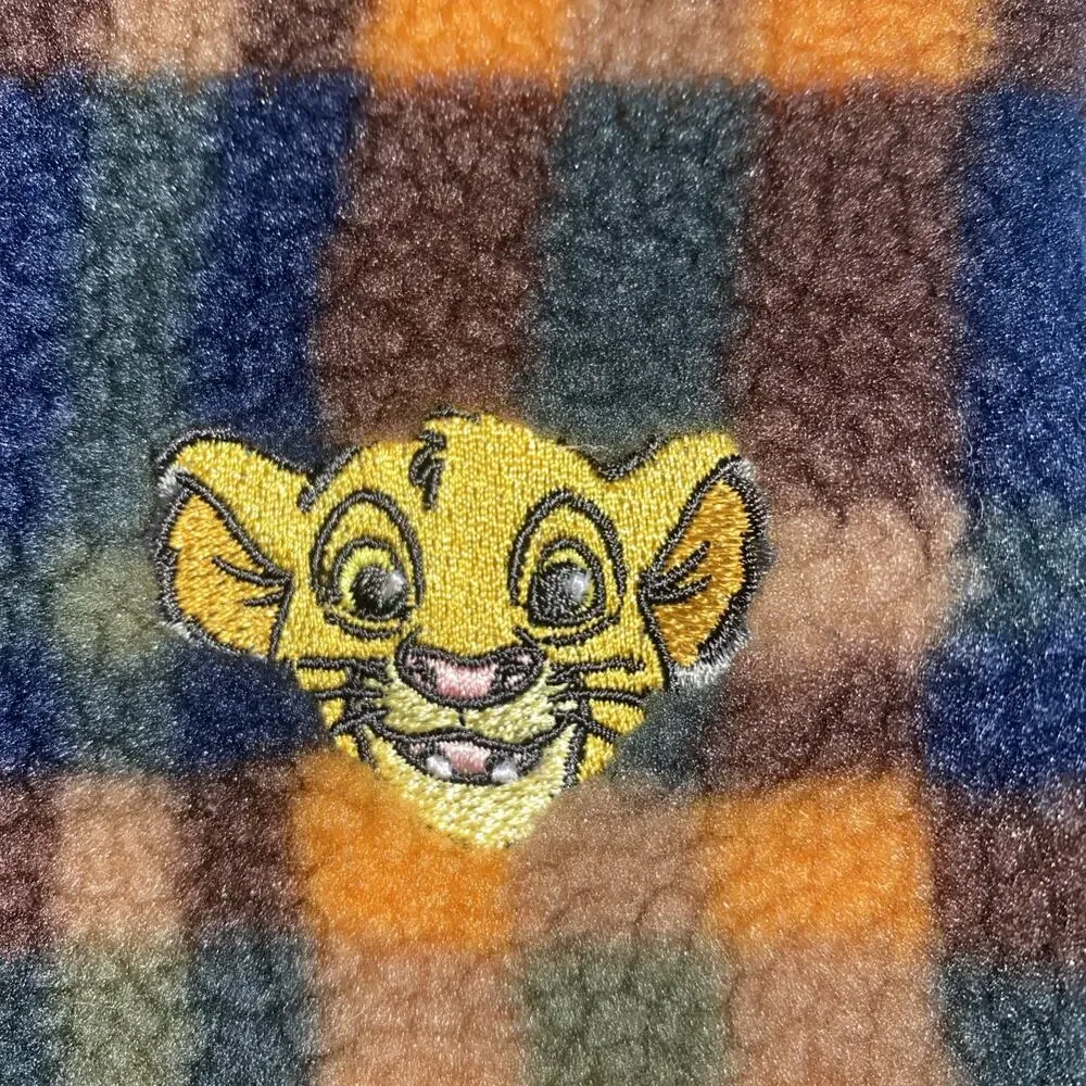 Disney Lion King Baby Fleece Vest Size 3-6M Plaid Pattern Baby Simba Appliqué